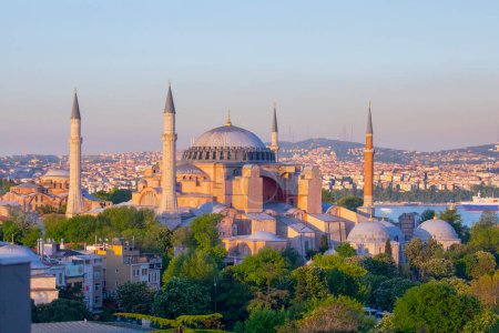Belle vue sur Hagia Sophia à Istanbul, Turquie du coucher du soleil