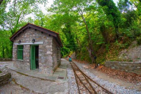 Téléchargez les photos : The old train station on Ano Lechonia, Volos, Greece . - en image libre de droit