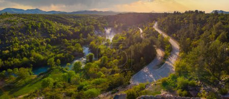 Photo for Aerial view of Kravica Waterfalls (Vodopad Kravica), Bosnia and Herzegovina - Royalty Free Image