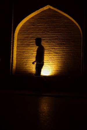 Photo for Khaju Bridge in Isfahan lit up at dusk in Iran - Royalty Free Image