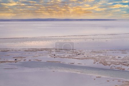 Photo for Salt Lakein Turk, is a saline lake occupying a huge area in the arid central plateau of Turkey, neighboring also Nigde and Ankara provinces. - Royalty Free Image