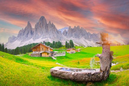 Rifugio delle Odle and dolomites mountains Poster 672644340