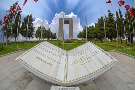 Photo for Canakkale Martyrs Memorial military cemetery is a war memorial commemorating the service of about Turkish soldiers who participated at the Battle of Gallipoli. - Royalty Free Image