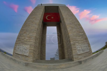 Photo for Canakkale Martyrs Memorial military cemetery is a war memorial commemorating the service of about Turkish soldiers who participated at the Battle of Gallipoli. - Royalty Free Image