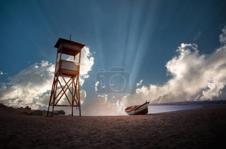 Photo for Lifeguard towers waiting on the beach - Royalty Free Image