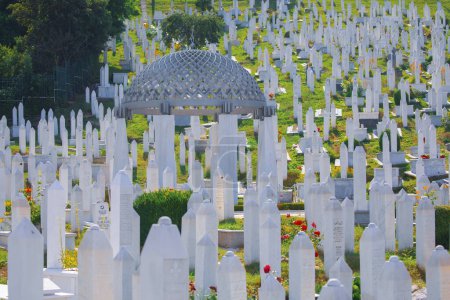 Srebrenica-Potocari-Denkmal und Friedhof für die Opfer des Massakers an Muslimen in Bosnien und Herzegowina 1995.