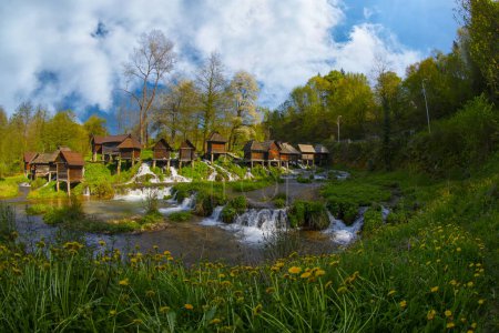 Historical wooden watermills in Jajce, Bosnia and Herzegovina