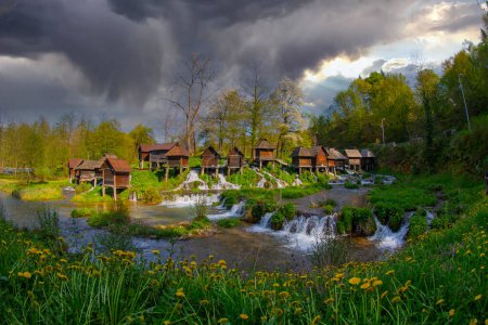 Historical wooden watermills in Jajce, Bosnia and Herzegovina