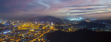 Photo for Makkah City view from Hira Cave. Night scene before sunrise. - Royalty Free Image