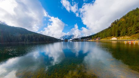 Lake Misurina in Dolomites mountain, Italian Alps, Belluno, Italy.