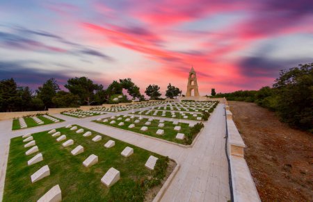 Canakkale Martyrs' Memorial military cemetery is a war monument commemorating approximately Turkish soldiers who participated in the Battle of Gallipoli.