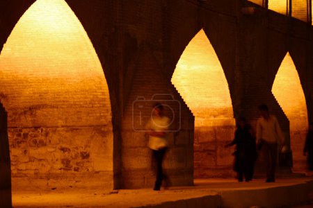 Photo for Khajoo bridge at night, across the Zayandeh River in Isfahan, Iran. - Royalty Free Image