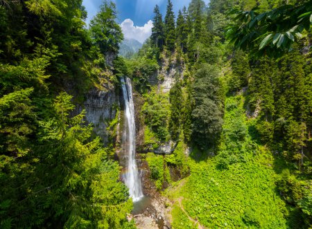 Maral Waterfall. The waterfall on the Maral Stream falls from a height of 63 m. Borcka district, Artvin, Turkey