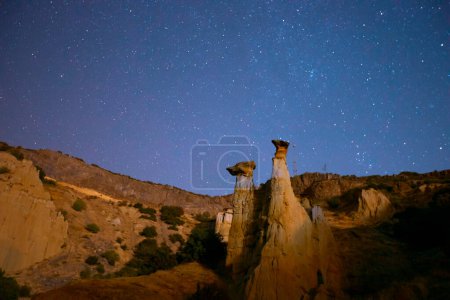 Photo for Kula fairy chimneys night astrophotography - Royalty Free Image