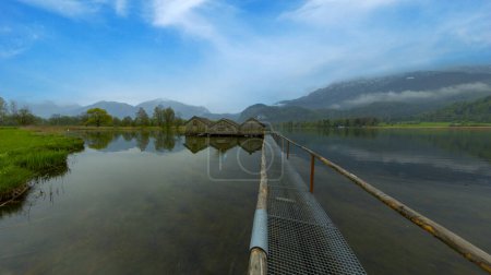 Foggy matin au lac Kochelsee, Bavière, Allemagne