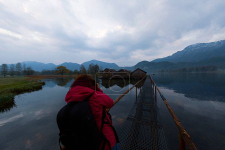 Foggy matin au lac Kochelsee, Bavière, Allemagne