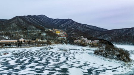 Photo for Traditional Chinese Architecture - Winter Scenery of Songhua Lake Scenic Area in Jilin City - Royalty Free Image