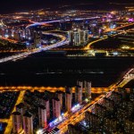 Night view of the southern new town in Changchun, China