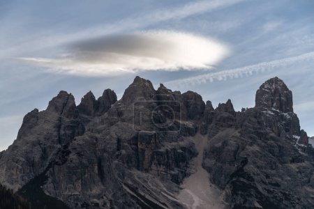 Photo for Cristallo Group mountains, Dolomites, northern Italy. The mountain range is part of the Natural Park of the Ampezzo Dolomites - Royalty Free Image