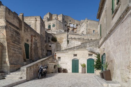 Téléchargez les photos : Rue de la vieille ville de Matera, Sassi di Matera, région Basilicate, Italie. Site du patrimoine mondial de l'UNESCO - en image libre de droit