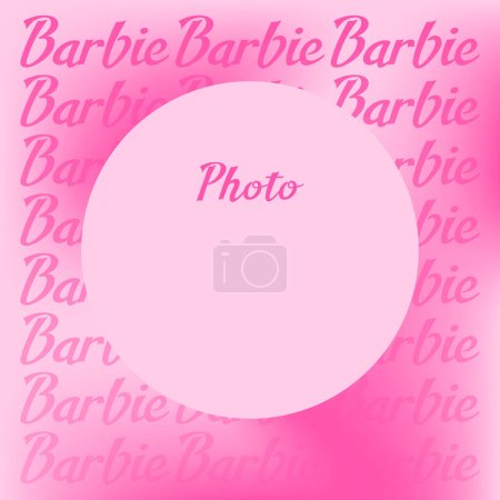Post-Vorlage für Instagram mit Fotorahmen in rosa Farben im Barbie-Stil. Rahmen, Sterne, Dinge für Barbie. Barbiepuppen-Konzept.