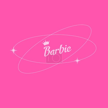 Téléchargez les illustrations : Modèle de message pour instagram avec citation en couleurs roses dans le style barbie.Cadres, étoiles, choses pour barbie. Concept de poupée Barbie. - en licence libre de droit