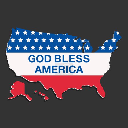 Illustration for Illustration God Bless America. Flag and map of America. Symbolism of the country. - Royalty Free Image