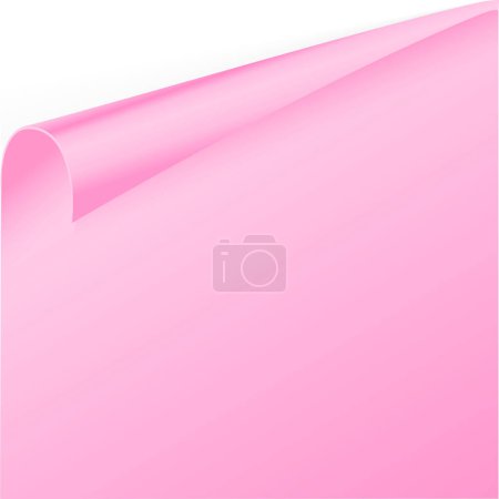 Illustration for Curling pages blank pink paper with folding edges, copy sheet. - Royalty Free Image