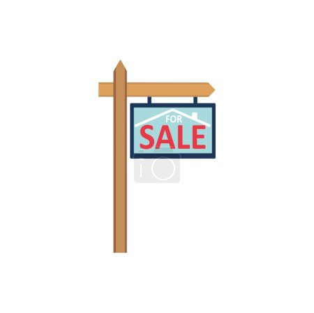 Téléchargez les illustrations : For sale house sign vector design illustration isolated on white background. Top view - en licence libre de droit