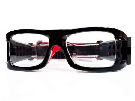 Téléchargez les photos : Picture front side of a black sport sunglasses on a white background - en image libre de droit