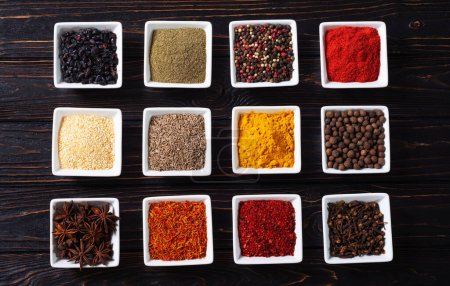 Photo for Mix of spices . Indian food background . Top view - Royalty Free Image