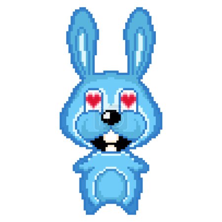 Téléchargez les illustrations : Lapin bleu pixel. Icône pixel. Dessin animé beau lapin. Lapin amoureux. - en licence libre de droit