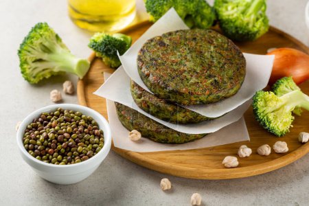 Photo for Vegan fritters on wooden plate healthy food - Royalty Free Image