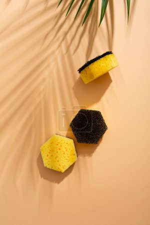 Photo for Household yellow sponge cleaning concept still life - Royalty Free Image
