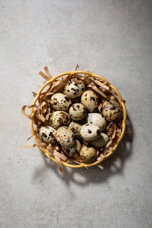 Lebensmittel Hintergrund quial Eier von oben
