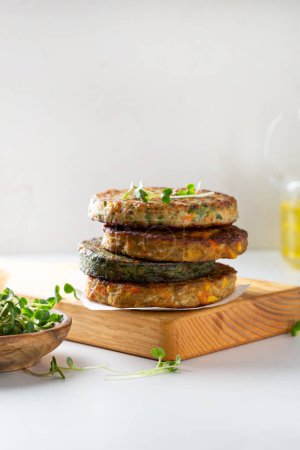 Photo for Vegan baked fritters stack healthy food - Royalty Free Image