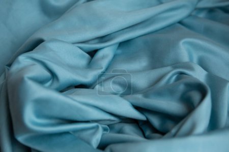 Photo for Texture of blue cotton satin bed linen background - Royalty Free Image