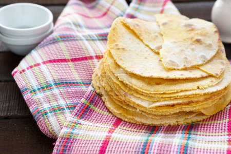Photo for Stack of corn pitas, delicious food flat bread - Royalty Free Image