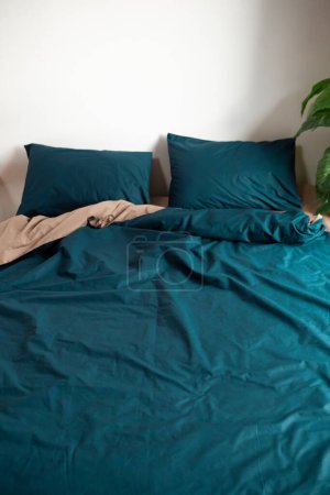 Photo for Two-color washed cotton bed linen - Royalty Free Image