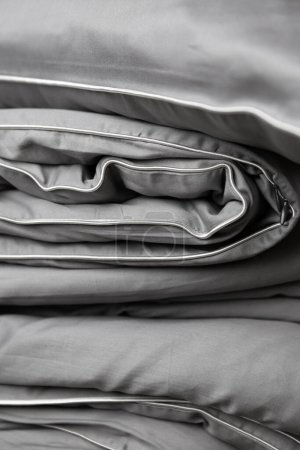 Photo for Close-up of a gray satin bedding set - Royalty Free Image