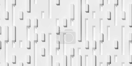 Photo for Random shifted large inset and offset cubes geometrical white background wallpaper banner pattern frame filling flat lay top view from above, 3D illustration - Royalty Free Image