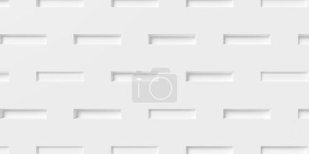 Photo for Array of large inset cube blocks geometrical white background wallpaper banner pattern, 3D illustration - Royalty Free Image