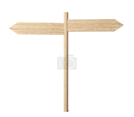 Photo for Two empty, blank wooden arrow signs pointing in different directions, wooden board direction signs template isolated on white background, 3D illustration - Royalty Free Image