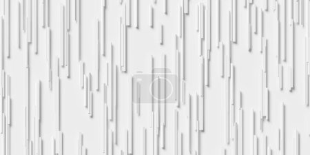 Photo for Randomly shifted vertical lines or rectangle cubes geometrical white background wallpaper banner pattern flat lay from above, 3D illustration - Royalty Free Image