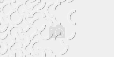 Foto de Array or grid of random rotated white partial rings background wallpaper banner texture fade out with copy space, 3D illustration - Imagen libre de derechos
