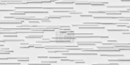Photo for Randomly shifted lines or rectangle cubes geometrical white background wallpaper banner pattern top view flat lay from above, 3D illustration - Royalty Free Image