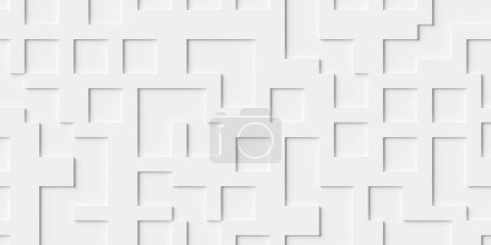 Photo for Array or grid of white rectangle or cube corners background wallpaper banner texture, 3D illustration - Royalty Free Image