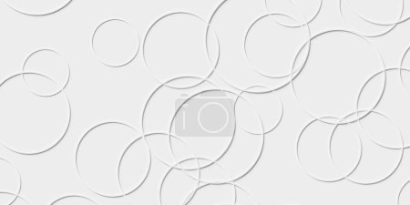 Foto de Capas dispersos anillos blancos o círculos fondo fondo patrón de banner de papel pintado, ilustración 3D - Imagen libre de derechos