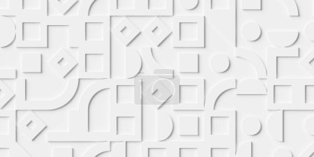 Foto de Array o rejilla de geometría blanca formas primitve fondo fondo de pantalla banner textura, ilustración 3D - Imagen libre de derechos
