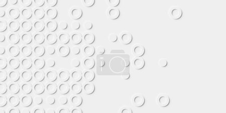 Foto de Array o rejilla de anillos blancos y círculos fondo de pantalla banner textura se desvanecen con espacio de copia, Ilustración 3D - Imagen libre de derechos
